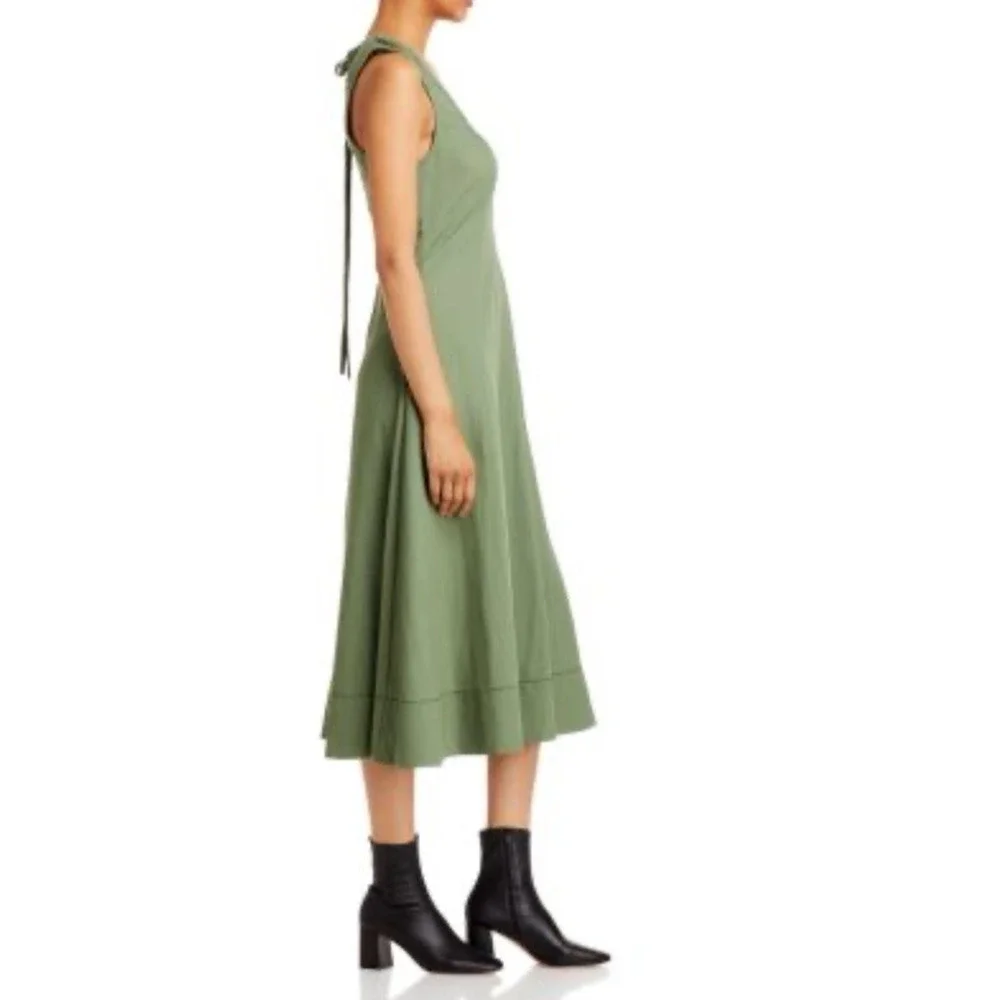 NWT Proenza Schouler White Label Drawstring Neck Midi Dress Green US 6